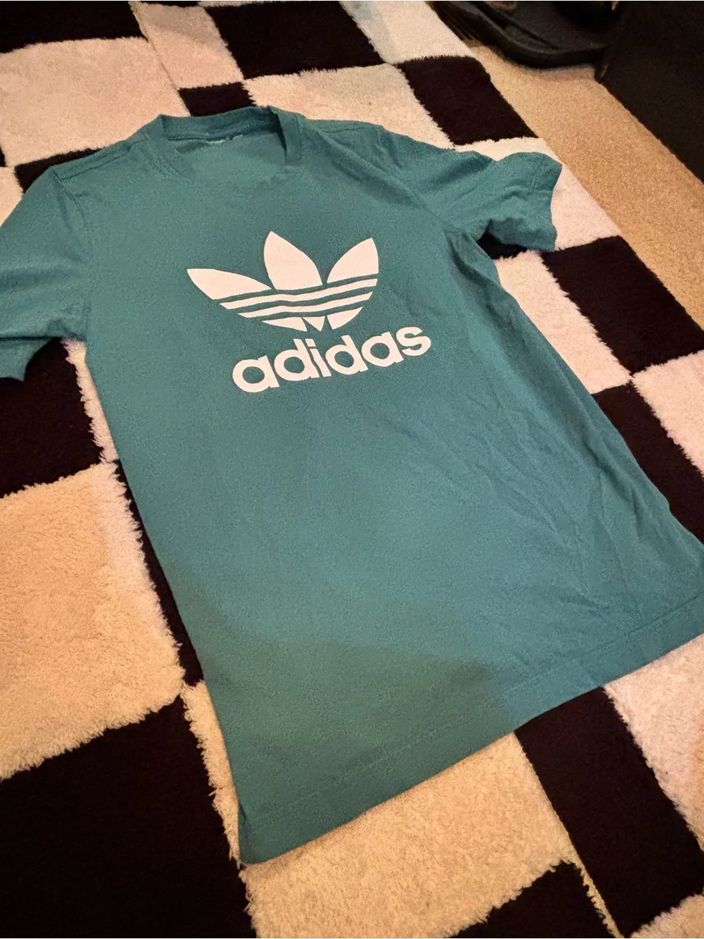 adidas Teal Crewneck T-Shirt with White Trefoil Logo
